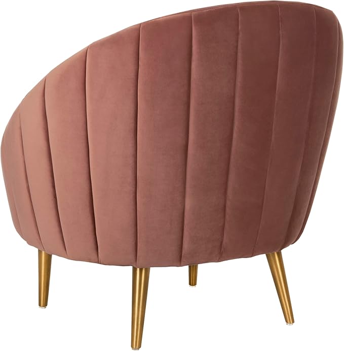 Safavieh Couture Home Razia Retro Glam Dusty Rose Pink Velvet Channel Tufted Tub Chair