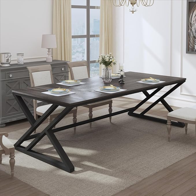 HSH Large Rustic Computer Desk Industrial Extra Long Home Office Desk Modern Pc Study Gaming Writing Table for Two Person Workstation Executive Desk for Home Bedroom Living Room Dark Gray 70 Inch