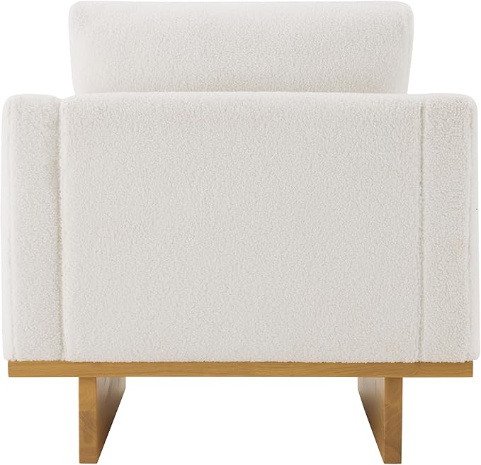 Modern Accent Chair with Solid Wood Frame and Base Upholstered Single Sofa with Soft Seat Cushion and Back Pillow Spacious Design Perfect for Living Room Bedroom and Study (White/40)