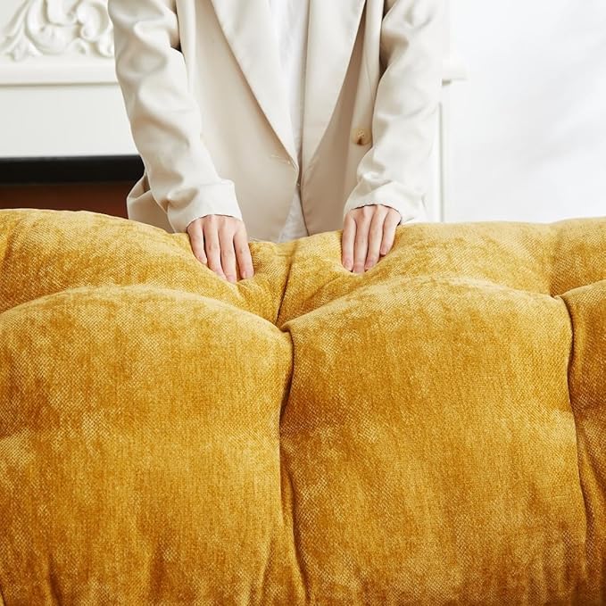 99.2 Cloud Couch Sofa for Living Room 3-Seater Oversized Couches with Thickened Armrests Plush Chenille Fabric &amp Deep Seat Cushions Sofa Modern Comfy Couches for Bedroom Office (Yellow)