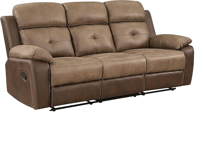 Lexicon Marianna Polished Microfiber Double Reclining Sofa Brown