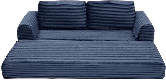 Foldable Boneless Love Seat Couches in a Box Modern Floor Foam Sleeper Sofa Bed 2-in-1 Convertible Cloud Sofa for Home Apartments Bedroom