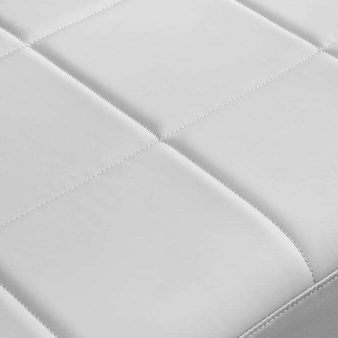Modern Faux Bonded Leather Loveseat Sofa with Golden Metal Arms 2 Seater Sofa Couch Small Love Seats for Office Apartment Living Room (White01)