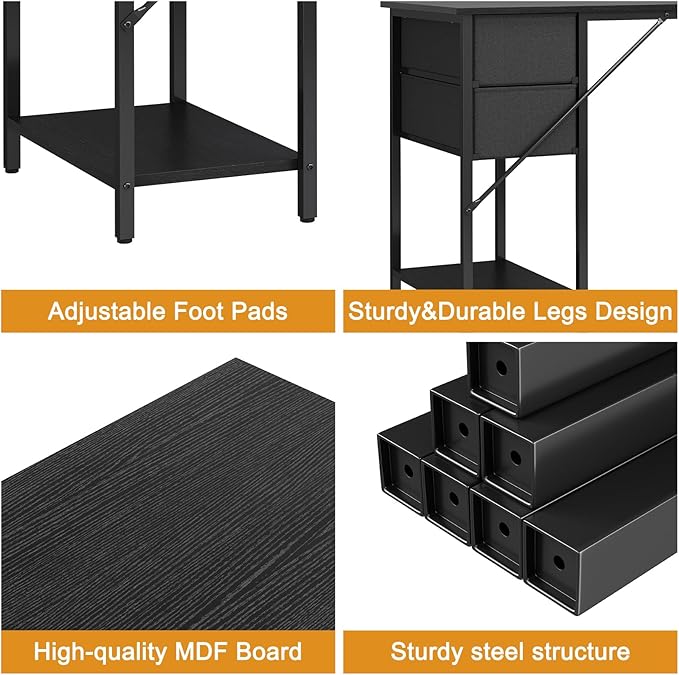 Grandder Computer Desk with 4 Drawers 47 Inch Office Desk with Storage Gaming Desk with CPU Shelves Writing Desk Work Desk for Home Office Study Bedroom Work from Home Black
