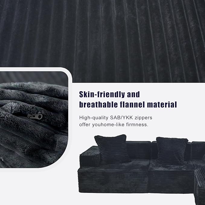 LIFE SKY Modern L-Shaped Sectional Sofa: CertiPUR-US &amp Oeko-TEX Certified Corduroy Fabric - 100% Polyurethane Foam Modular Couch for Urban Apartments Living Room
