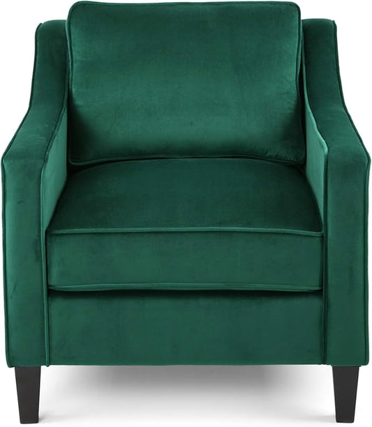 Christopher Knight Home Rachel Contemporary Velvet Club Chair Green Dark Brown