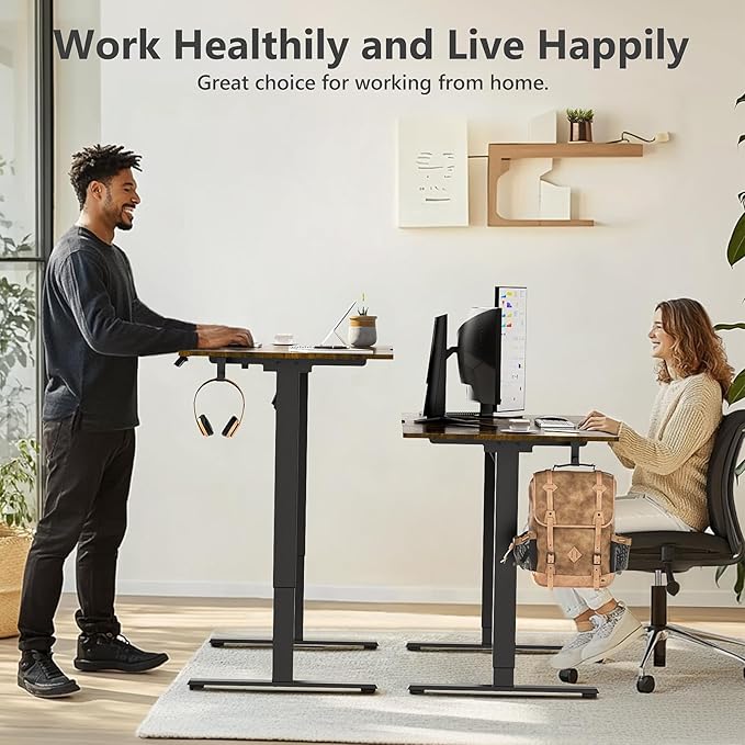 Singel Motor Standing Desk 55 inch Brown