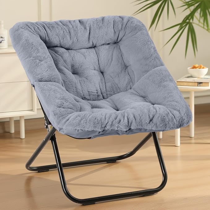 Sweetcrispy Comfy Chair for Adults Foldable Living Room Chair Soft Faux Fur Lounge for Bedroom Dorm Rooms Comfortable Reading Chair for Teens X-Large