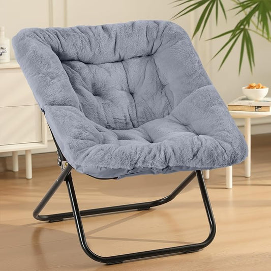 Sweetcrispy Comfy Chair for Adults Foldable Living Room Chair Soft Faux Fur Lounge for Bedroom Dorm Rooms Comfortable Reading Chair for Teens X-Large