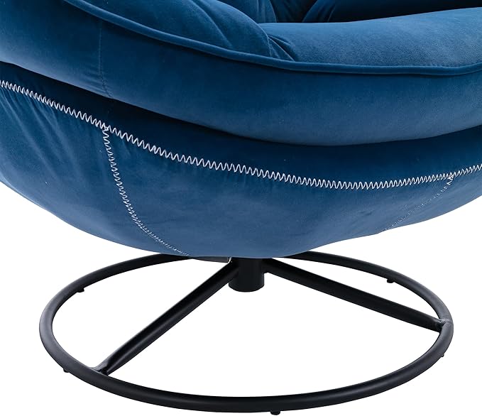 Accent Chair TV Chair Living Room Chair with Ottoman Modern Velvet Lounge Chair with Ottoman Set with Metal Legs Swivel Leisure Chair for ClubHome Office (Blue//Accent Chair)