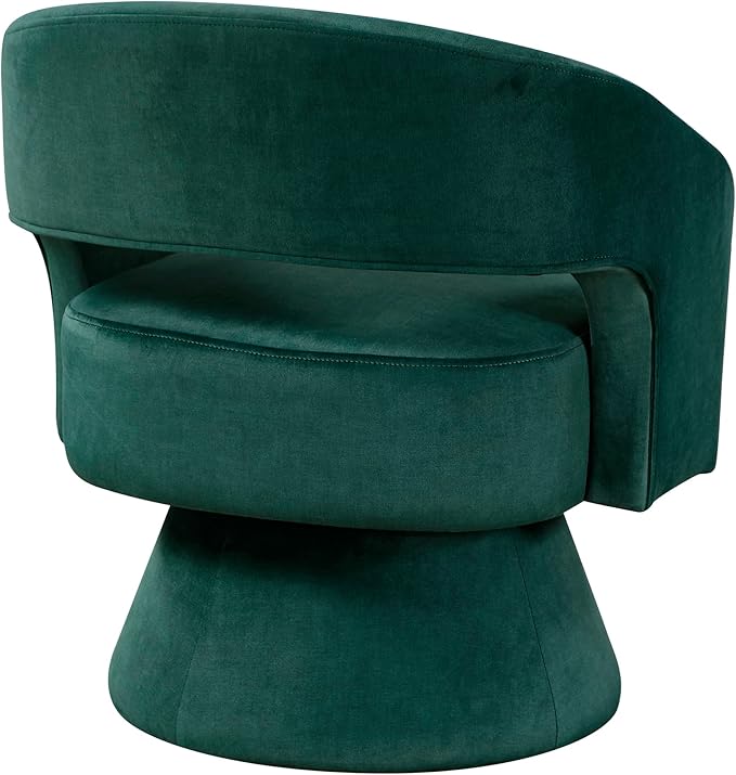 Lexicon 360 Degree Swivel Accent Chair Modern Comfy Velvet Round Barrel Chair Open Back Plush Foam Cushions Metal Swivel Base for Living Room/Bedroom/Office Green