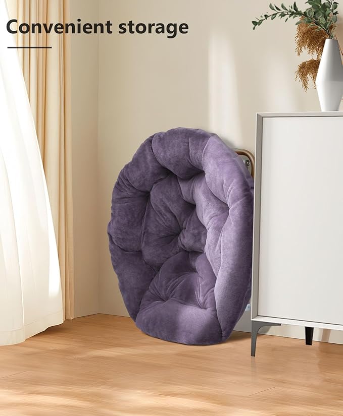 Cozy Saucer Chair Living Room Chair Faux Fur Soft Thick Padded Seat Metal Frame Folding Chair Comfortable Moon Chair for Living Room Bedroom Reading Nook Modern Style 2 Pack Purple