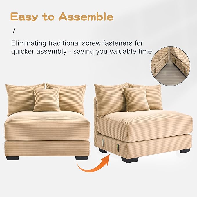 ERYE Modern Corduroy Upholstered Accent Chair Oversized Wider Seat Armchair Leisure Comfy Sofa Chair with Removable CushionArmrests and 3 Pillows for Home Apartment