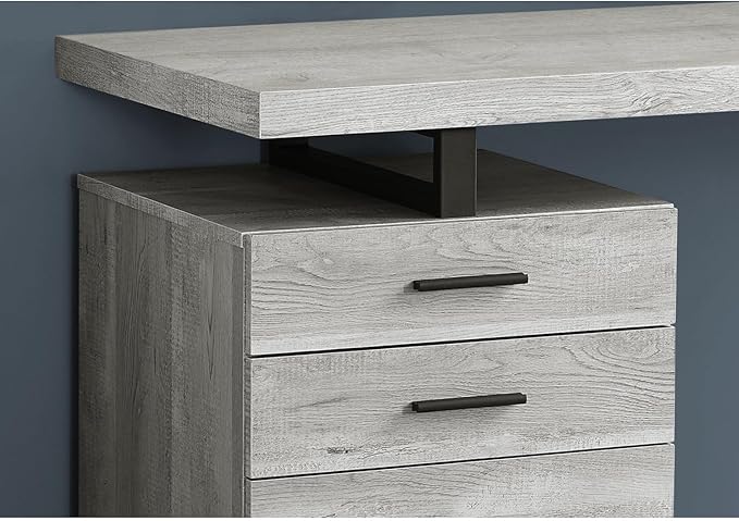 Modern 48 Grey Laminate Computer Desk with Storage Drawers Left/Right Setup Black Metal Legs for Home Office