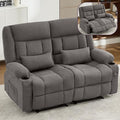 Recliner Loveseat Sofa with Cup Holders 2-Seater Fabric Reclining Couch Manual Recliner Chairs Wall Hugger for Living Room Small Spaces Home Theater RV Love Seats (Gray -2 Seats)