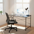 Modern Computer Desk with Light Wood Top 47.2 x 23.6 Writing Table Black Metal Frame with Cross Brace Minimalist Home Office Desk for Study or Workstation