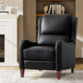 HULALA HOME Genuine Leather Recliner Chair Modern Push Back Recliner Armchair with Thick Seat Backrest &amp Footrest Nailhead Decor for Living Room Bedroom Black