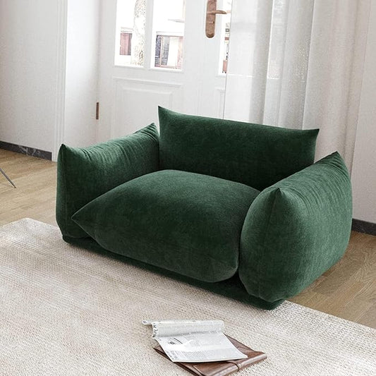 JACH Mid-Century Comfy Sofa Couch with Thick Cushion Chenille Single Accent Chair Deep Seat Couches 50 Plush Sofas Furniture for Small Spaces Living Room Bedroom Green