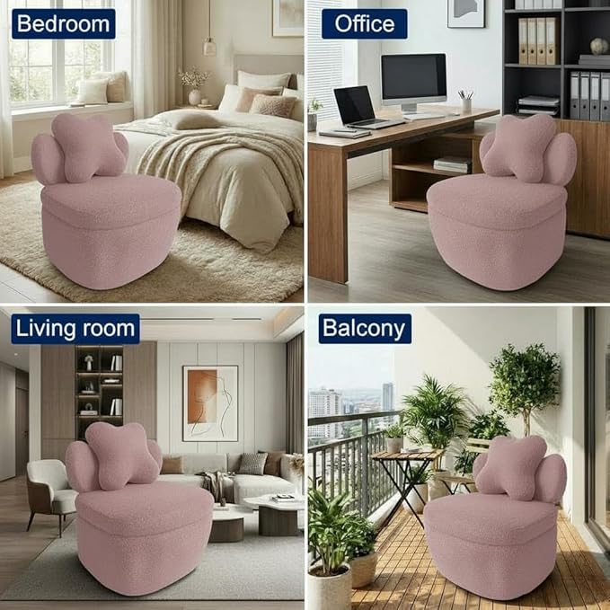 Teddy Velvet Swivel Accent Chair with Storage 360° Rotating Ergonomic Armchair Scratch-Resistant Upholstered Sofa Chair for Living Room Bedroom Nursery Apartment or Small Spaces 300 lbs Capacity