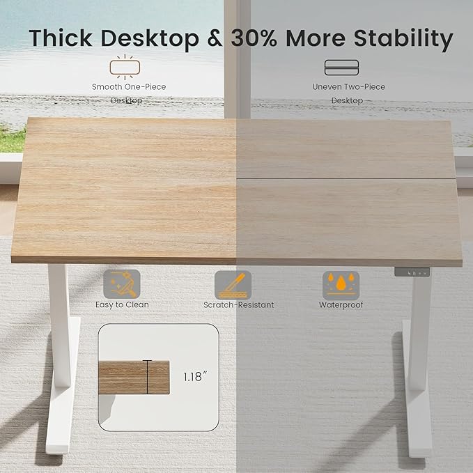 Electric Standing Desk with Storage Cabinet Adjustable Height Executive Desk with Credenza Home Office Workstation with A Engineered Wood 1.18 Solid Desktop White Walnut