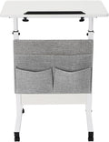 Standing Desk Adjustable Height Portable Standing Desk with Storage Bag 16 × 24 Inch Rolling Mobile Stand Up Table with Wheels 360°Flip Laptop Stand Table for Living Room Bedroom Study Office