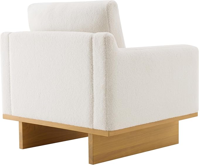 Christopher Knight Home Modern Minimalist Accent Chair with Solid Wood Frame Soft Cushions Spacious Seat Living Room Bedroom Reading Chair White