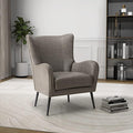 Upholstered Faux Leather Accent Chair with Black Metal Legs Comfy Armchair with Removable Cushion &amp Nailhead Trim Wingback Vanity Chair for Reading Living Room Bedroom