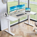 63 Curve Electric Standing Desk Adjustable Height White Seated Stand up Computer Desks for Work Office Home Ergonomic Lift-up Gaming Tables with Wheels &amp Splice Board &amp USB (Oak white/63/HL