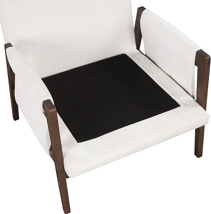 Modern Velvet Accent ChairMid-Century Leisure Chair with Solid Wood and Thick Seat Cushion Living Room Chair for Bedroom Studio Balcony or Club (White/Velvet)