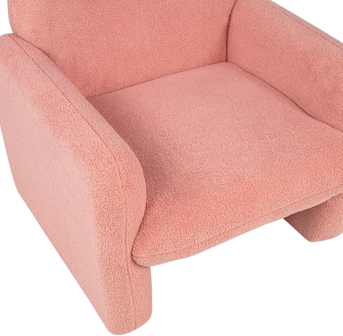 Stylish and Minimalist Teddy Fleece Single Sofa Chair with Arms and Pillow Armchair Accent Chair for Living Room Bedroom StudyGrey (Pink + Teddy)