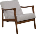 Alpine Furniture Zephyr Mid-Century Retro Accent Lounge Chair Wooden Arm Upholstered Back Living Room Furniture 33 W x 27.5 D x 29 H Walnut Finish/Pebble Upholstery