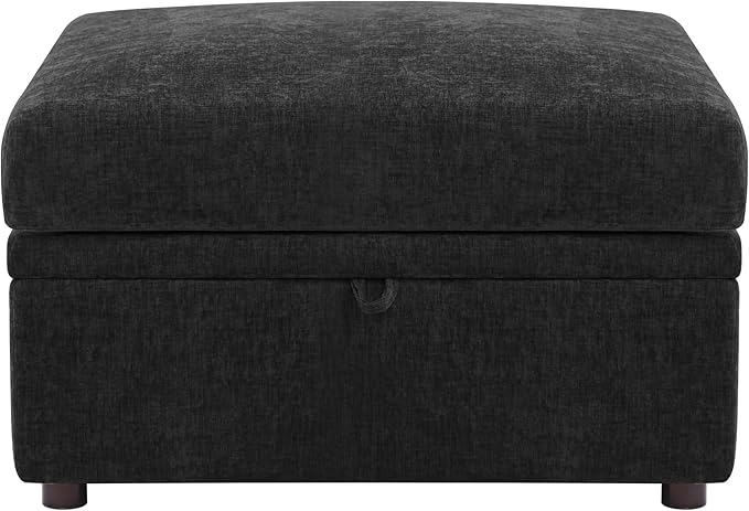 ABCASA Removable Ottoman with Storage Black