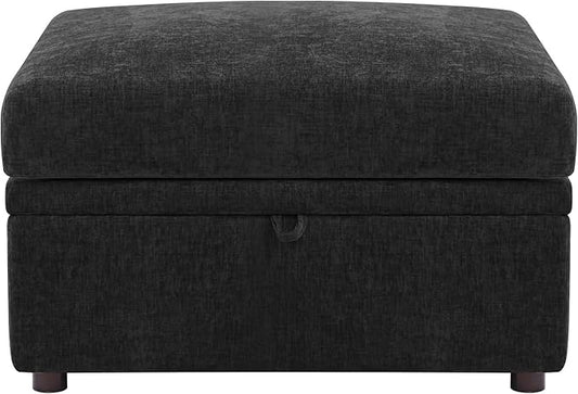 ABCASA Removable Ottoman with Storage Black