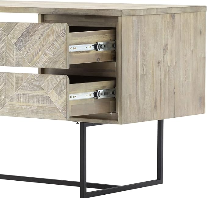 Armen Living Peridot 2 Drawer Desk in Natural Acacia Wood 24 x 29 x 51