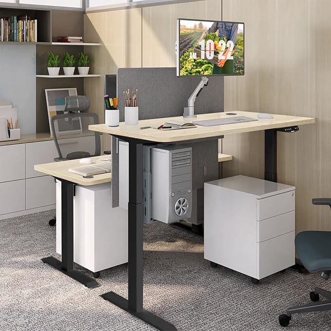 COSTWAY 48 x 24 Universal Table Top Solid One-Piece Wood Desktop for Standard &amp Height Adjustable Desk Frame Rectangular DIY Home Office Countertop(Table Top only) (Natural 48 x 24)