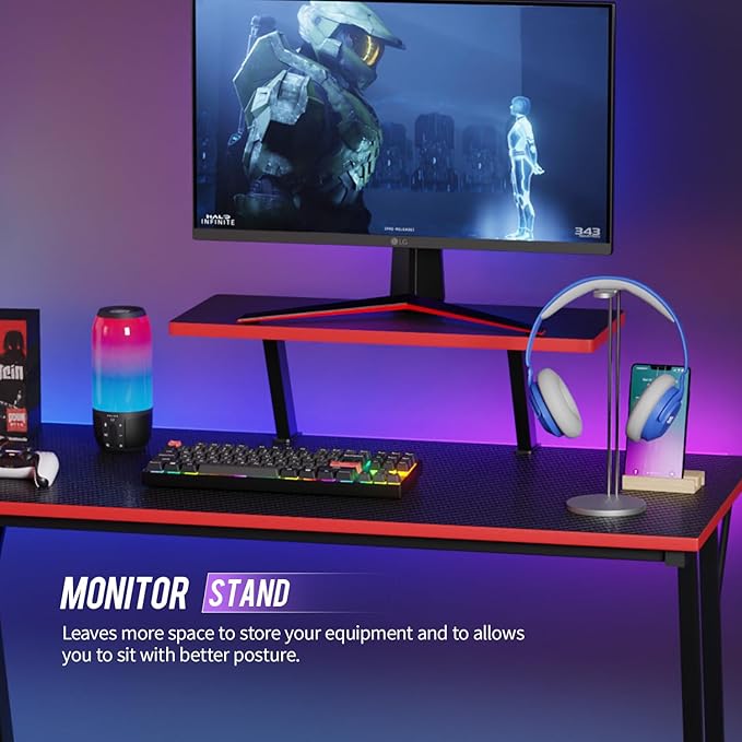 FDW L Shaped 51 Inch Gaming DeskCorner Computer DeskPC Gaming DeskWriting Workstation with Large Monitor Stand for Home OfficeBlack