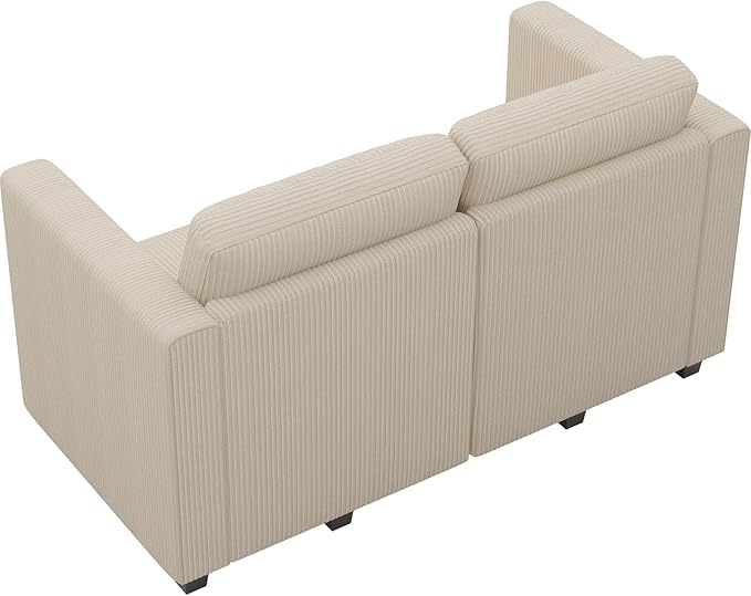 Belffin Corduroy Loveseat Luxury Modular Love Seat with Storage Modern Couch for Living Room Beige