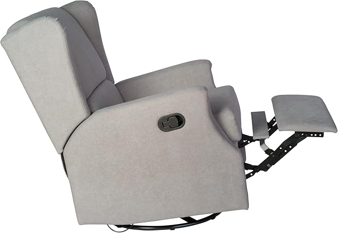 Flash Furniture Omma Swivel Glider Rocking Recliner Manual Wingback Recliner with 360 Degree Swivel for Living Room Bedroom or Nursery Upholstered Light Gray