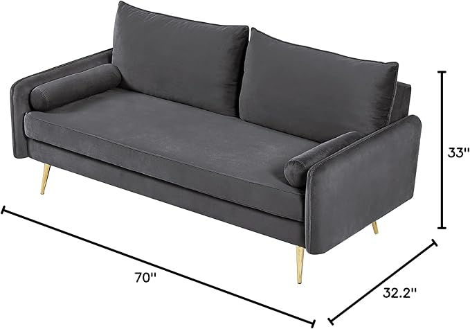 Kent Modern Sofa European Style Velvet Living Room Furniture with Tapered Legs Vintage Flair and Sleek Design Couch Grey