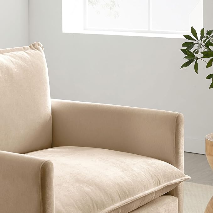Chenille Oversized Accent Chair - 39 W Big Comfy Reading Chair Modular Cloud Sofa Chair Cozy Armchair for Living Room Bedroom Kids Room Reading Nook Sandy Beige