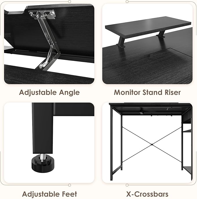 X-cosrack Drafting Table with Storage Shelves &amp Drawer 43 Adjustable Art Desk with Monitor Stand for Home Office Computer Tiltable Draft Drawing Table for Artist Study Writing Workstation Bl
