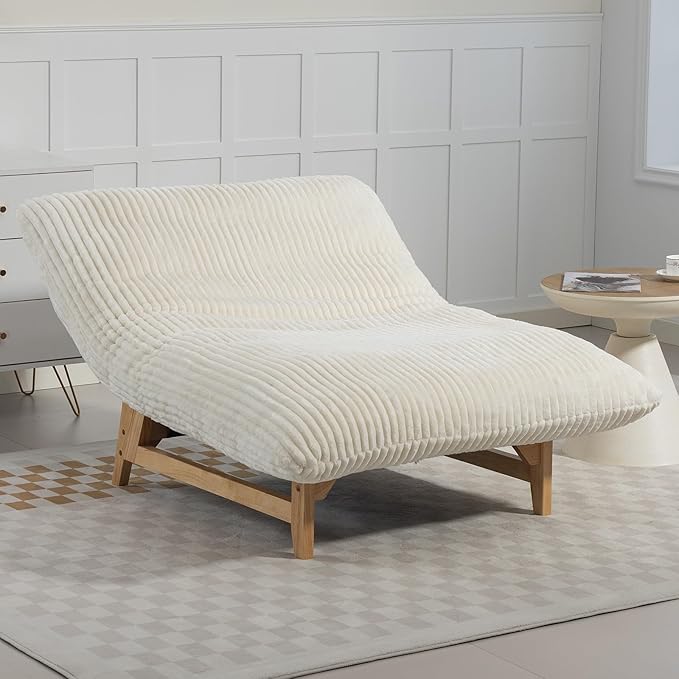 Modern Accent Chair Comfy Corduroy Upholstered Living Room Chair with Cushion Comfortable Accent Sofa Chair with Wooden Frame Armless Lazy Sofa for Living Room Bedroom (Beige) | Cushion