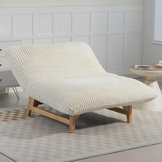 Modern Accent Chair Comfy Corduroy Upholstered Living Room Chair with Cushion Comfortable Accent Sofa Chair with Wooden Frame Armless Lazy Sofa for Living Room Bedroom (Beige) | Cushion