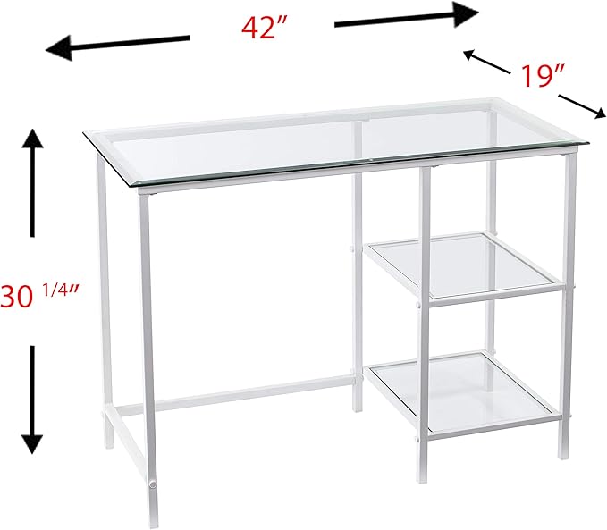 SEI Furniture Layton Metal/Glass Student Desk White