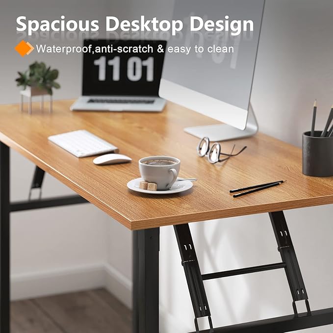 sogesfurniture Computer Desk Office Desk 59.8Inch Folding Table Laptop Desk Computer Table Workstation with BIFMA Certification No Assembly RequiredBlack BHUS-AC5-15260BB