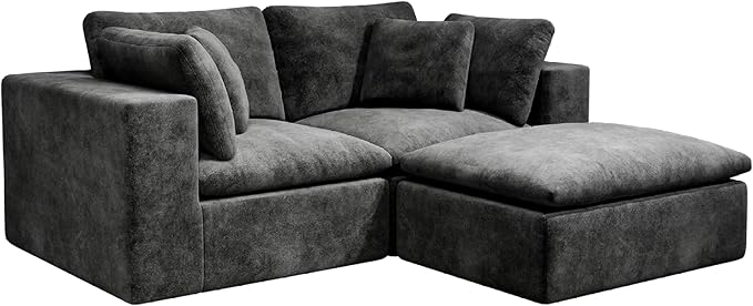 roomfitters 78.8 Modular Sectional Sofa 3-Piece Compressed Cloud Couch No Assembly Required Plush Corduroy Grey