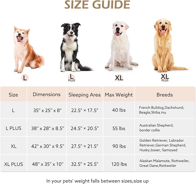 JOEJOY Orthopedic Dog Bed Medium Sized Dogs Extra Thick Supportive Big Dog Couch Bed with Sides Ultra Soft Pet Bed Sofa Beige 35''x25''