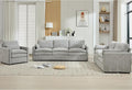 3-Piece Cozy Upholstered Sofa Set Upholstered Sofa Set with Single Sofa Loveseat and 3-Seater Sofa Oversized Comfy Cloud Sofa for Living Room Office Apartment (Light Grey-4c)