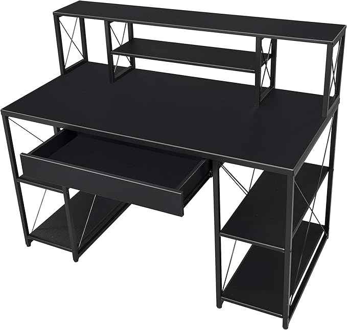 All-Purpose Black Writing Desk - Modern Home Office Computer Desk