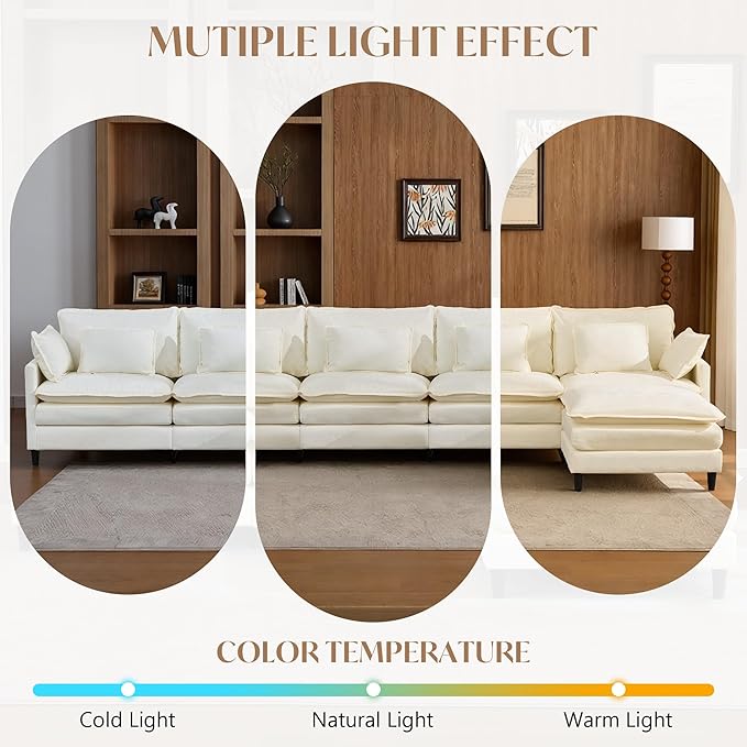 SAMERY 180.6 L Shaped Couch Cloud Sofa Modular Sectional Couch with Large Ottoman 5 Seater Chenille Oversized Deep Seat Sectional Sofa with Pillows for Living Room Bedroom Apartment